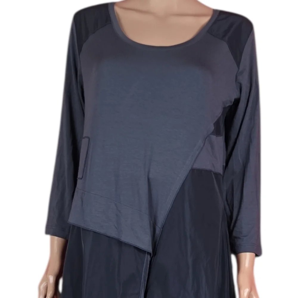 COMFY USA London Midi Dress Size Large Balloon Hem Gray‎ Size Large Lagenlook